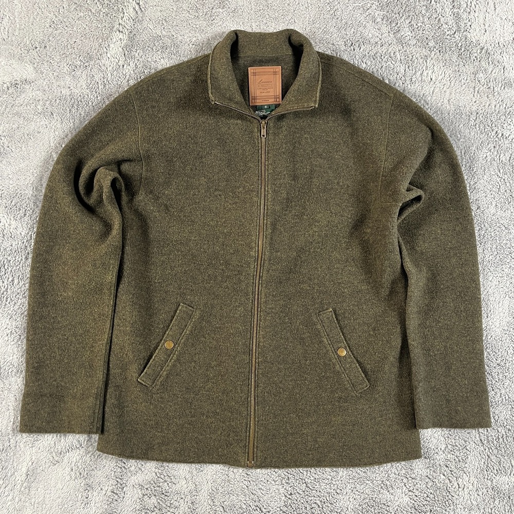 Lauren Ralph Lauren Jacket Men Small Olive Green Wool Blend Long Sleeve Full Zip